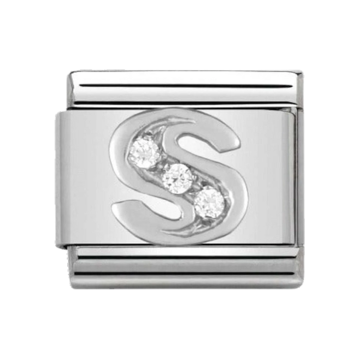 Nomination Silver and Zirconia Letter Charm - S