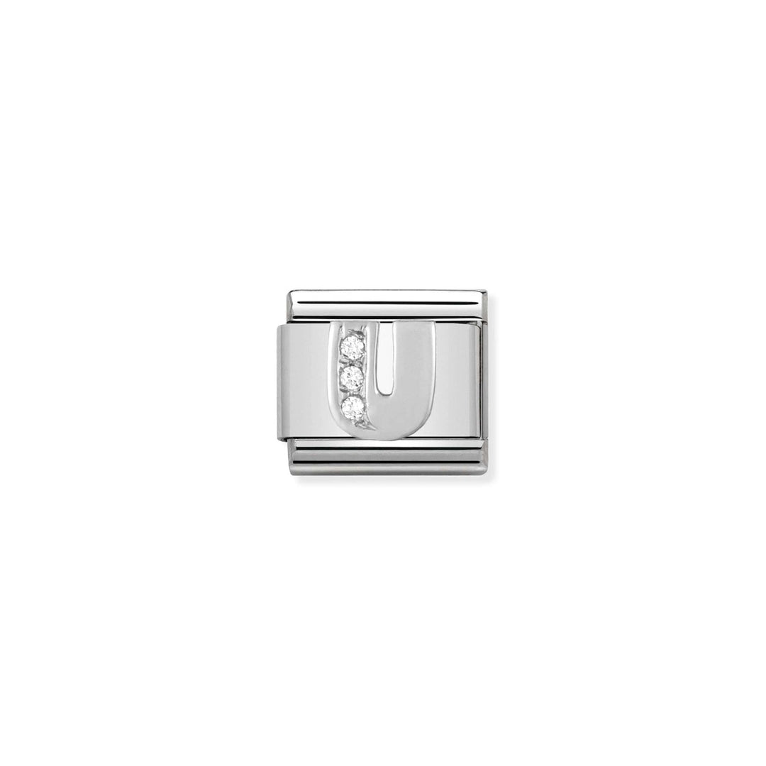 Nomination Silver and Zirconia Classic Letter Charm - U
