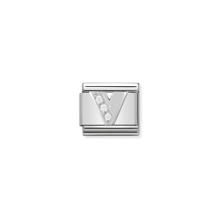 Nomination Silver and Zirconia Letter Charm - V