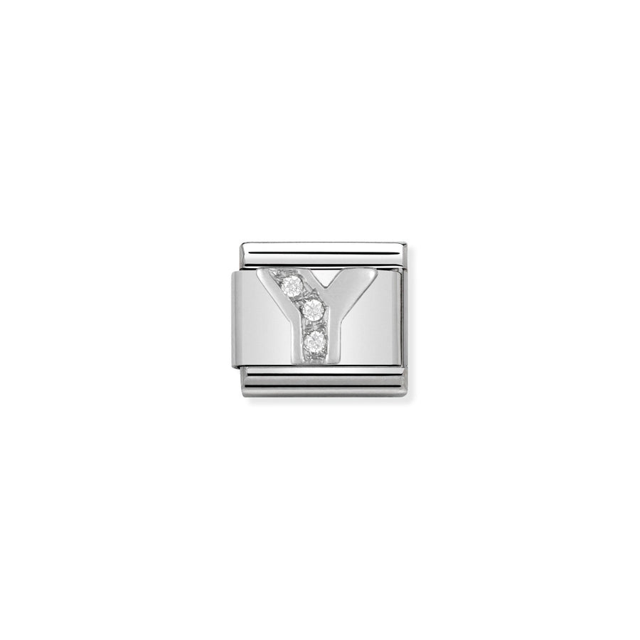 Nomination Silver and Zirconia Classic Letter Charm - Y