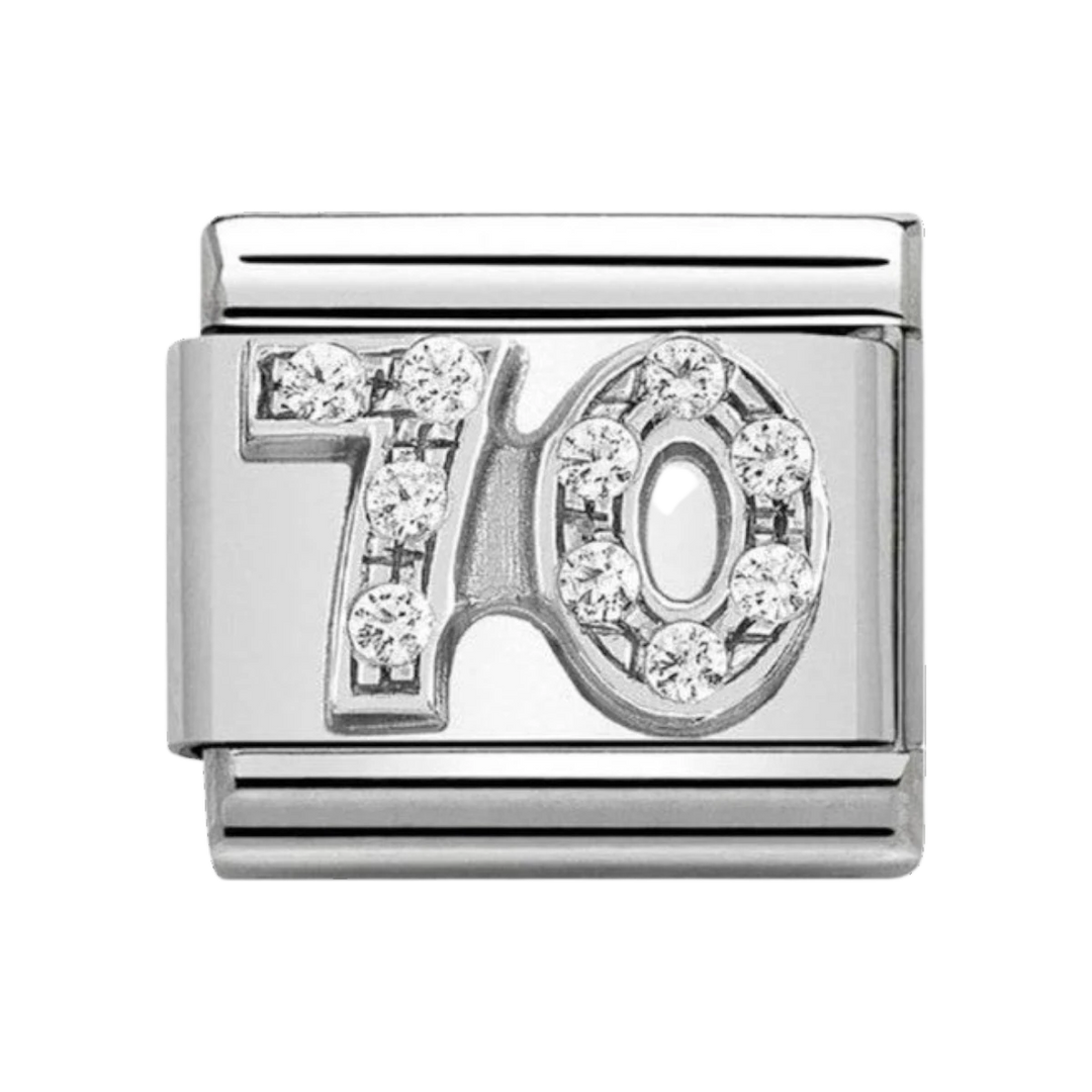 Nomination Silver and Zirconia Number 70 Charm