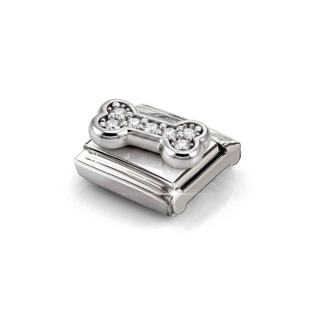 Niche Jewellery Nomination Silver and Zirconia Bone Charm detail