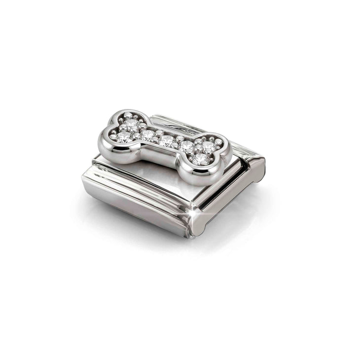 Niche Jewellery Nomination Silver and Zirconia Bone Charm detail
