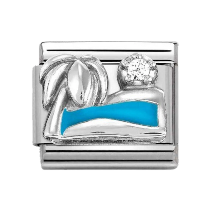 Nomination Silver and Zirconia Palm Tree with Sea Charm