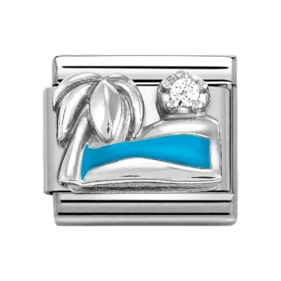 Nomination Silver and Zirconia Palm Tree with Sea Charm