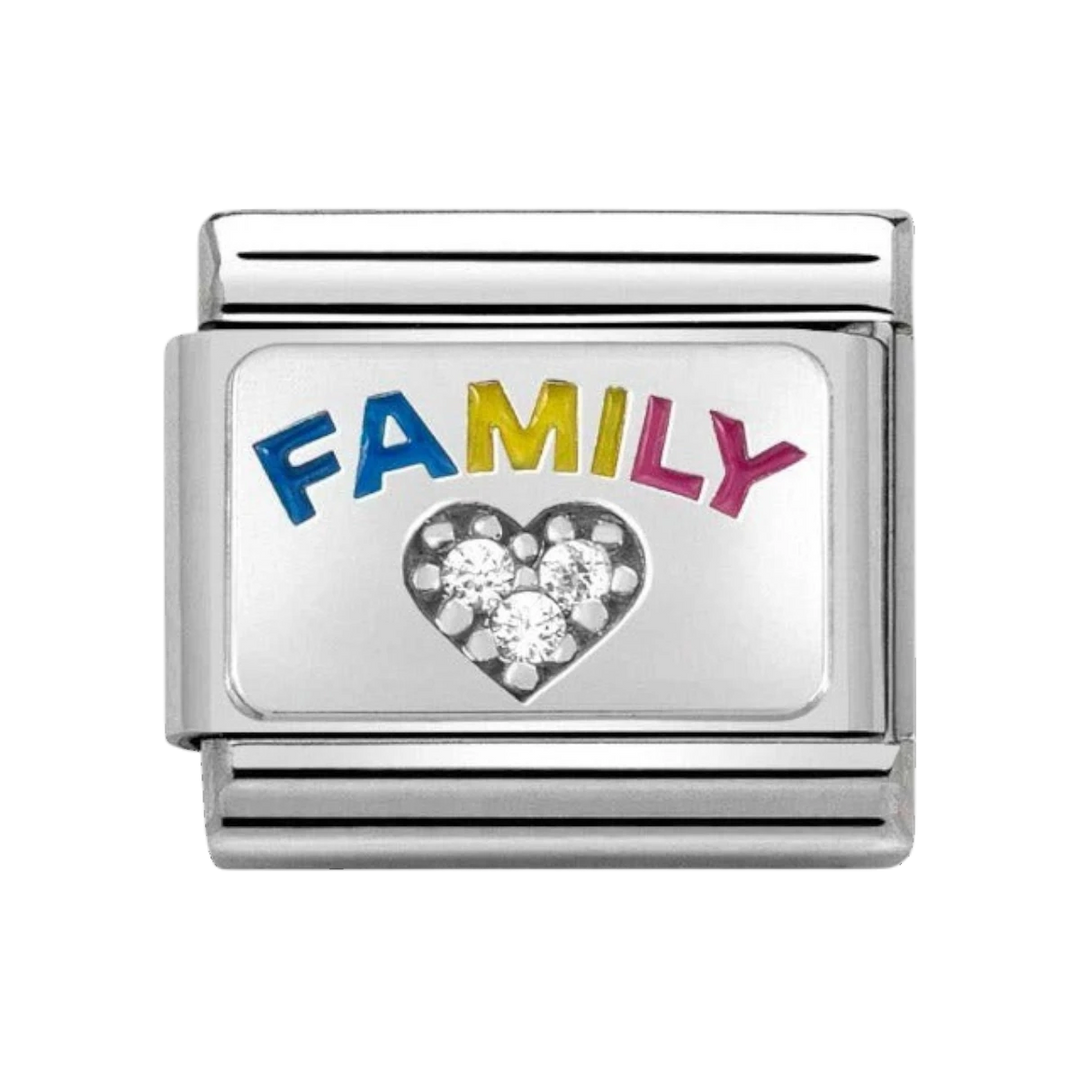 Nomination Multicolour Enamel Family with White Zirconia Heart Charm 330306_08