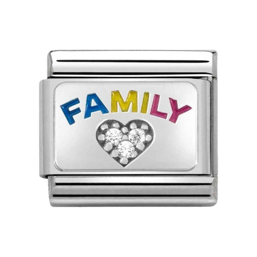 Nomination Multicolour Enamel Family with White Zirconia Heart Charm 330306_08
