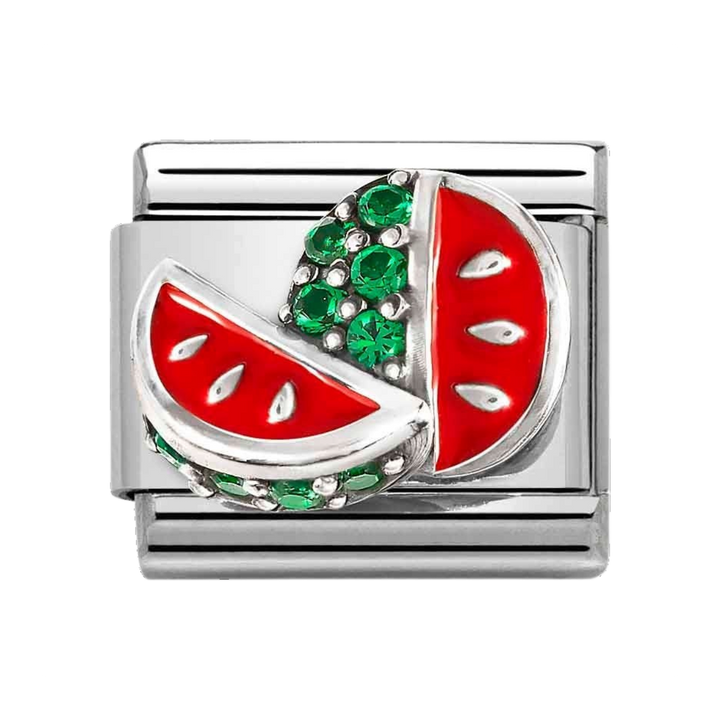 Niche Jewellery Nomination Silver Enamel and Zirconia Watermelon Charm