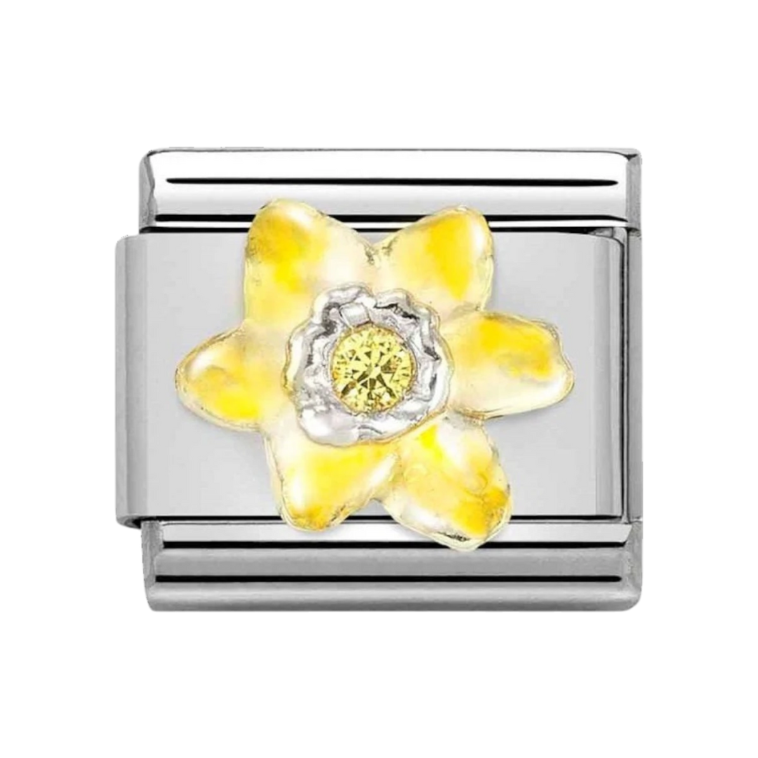 Nomination Classic Symbols Charm - Enamel Zirconia Narcissus Yellow