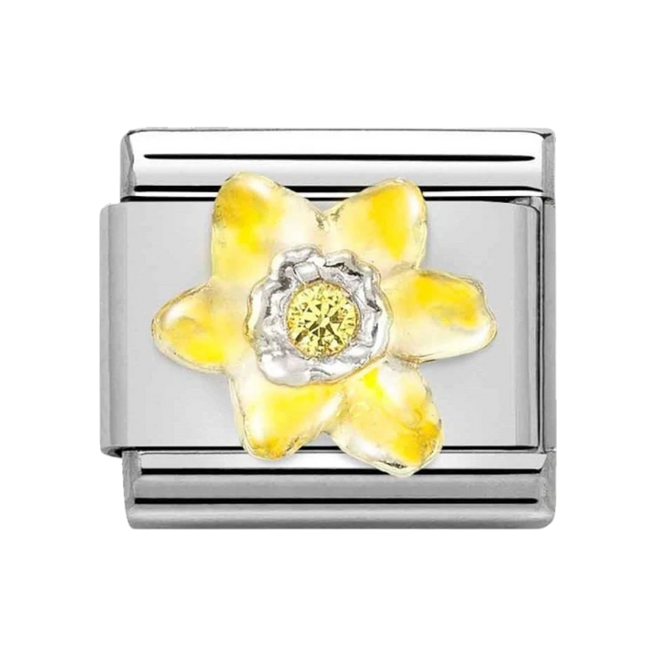 Nomination Classic Symbols Charm - Enamel Zirconia Narcissus Yellow