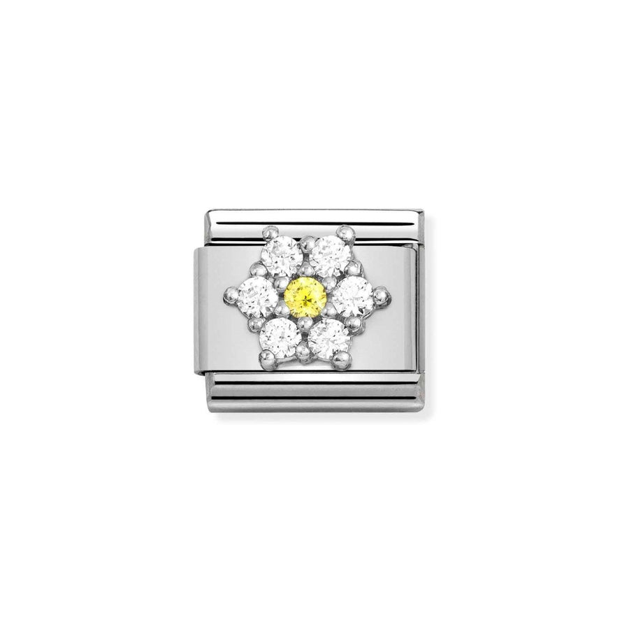 Nomination Classic Silver and Crystal Flower Charm 330322_01