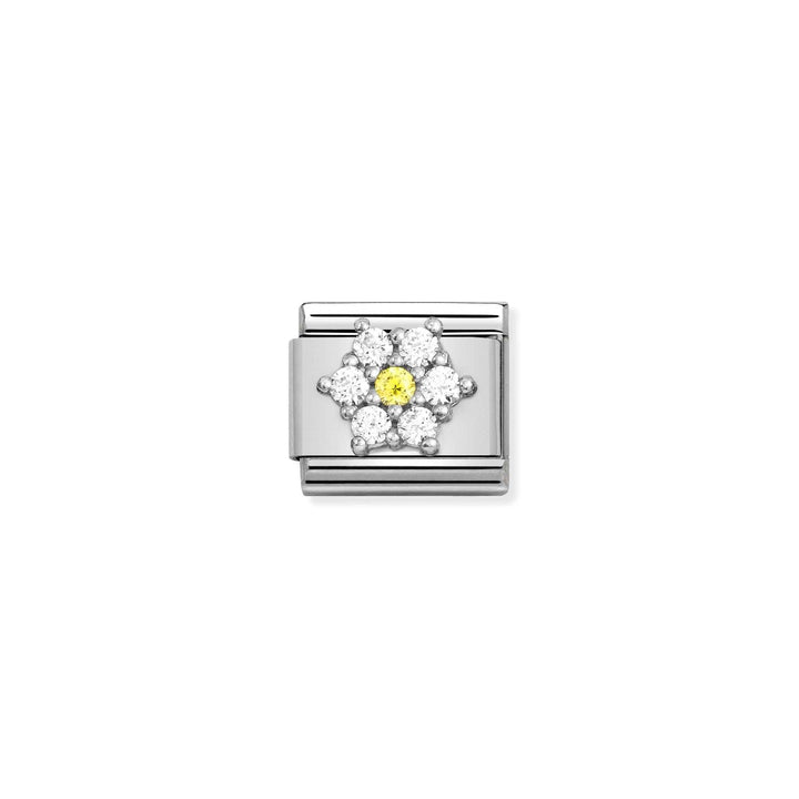 Nomination Classic Silver and Crystal Flower Charm 330322_01