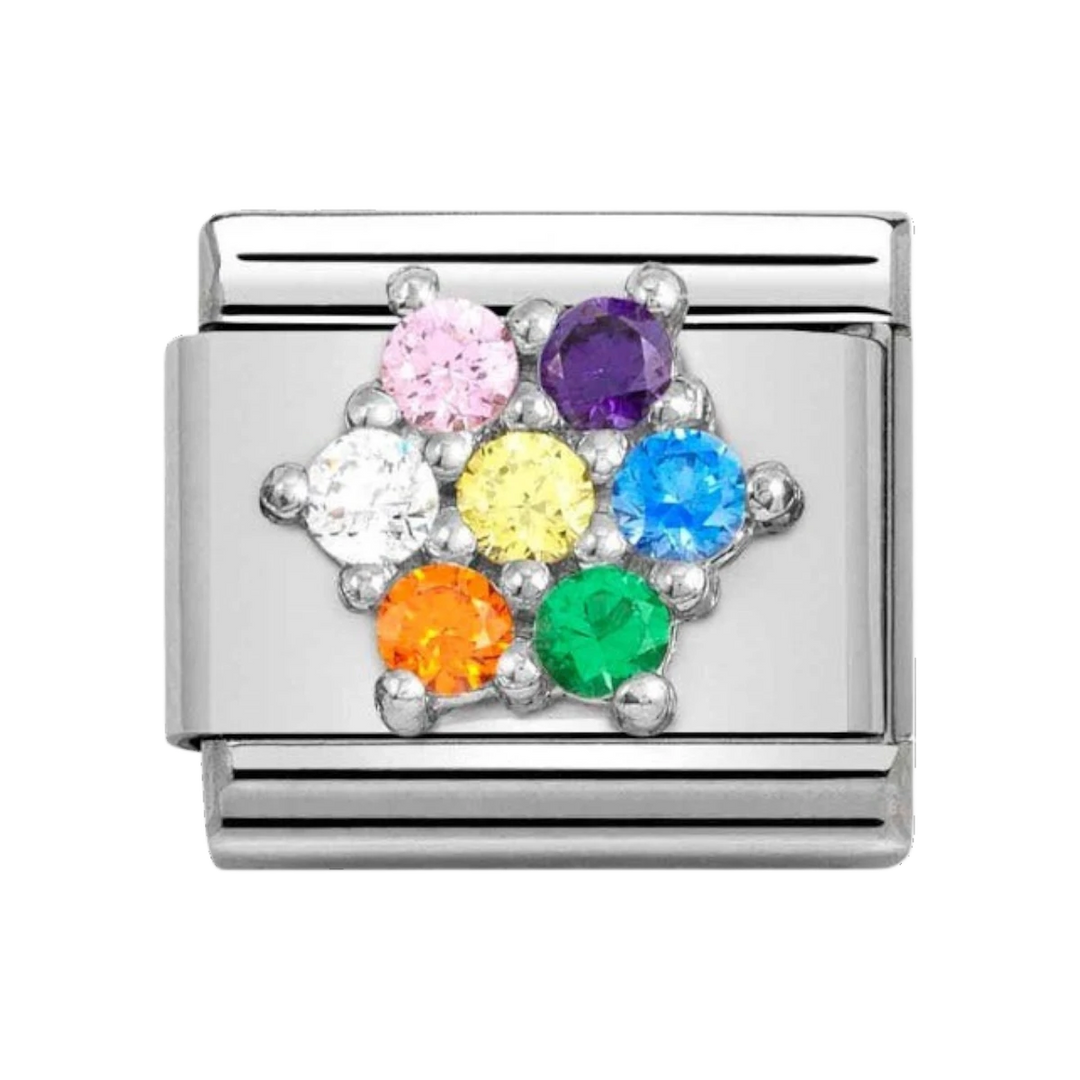 Nomination Silver and Rainbow Zirconia Flower Charm 330322_05