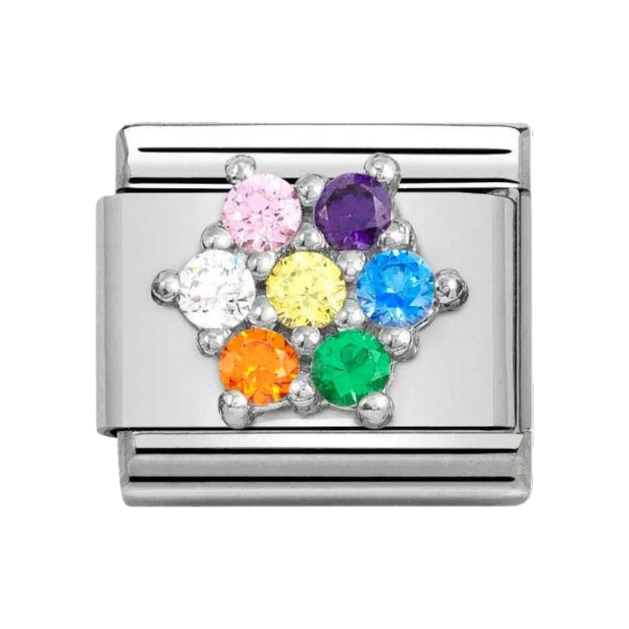 Nomination Silver and Rainbow Zirconia Flower Charm 330322_05
