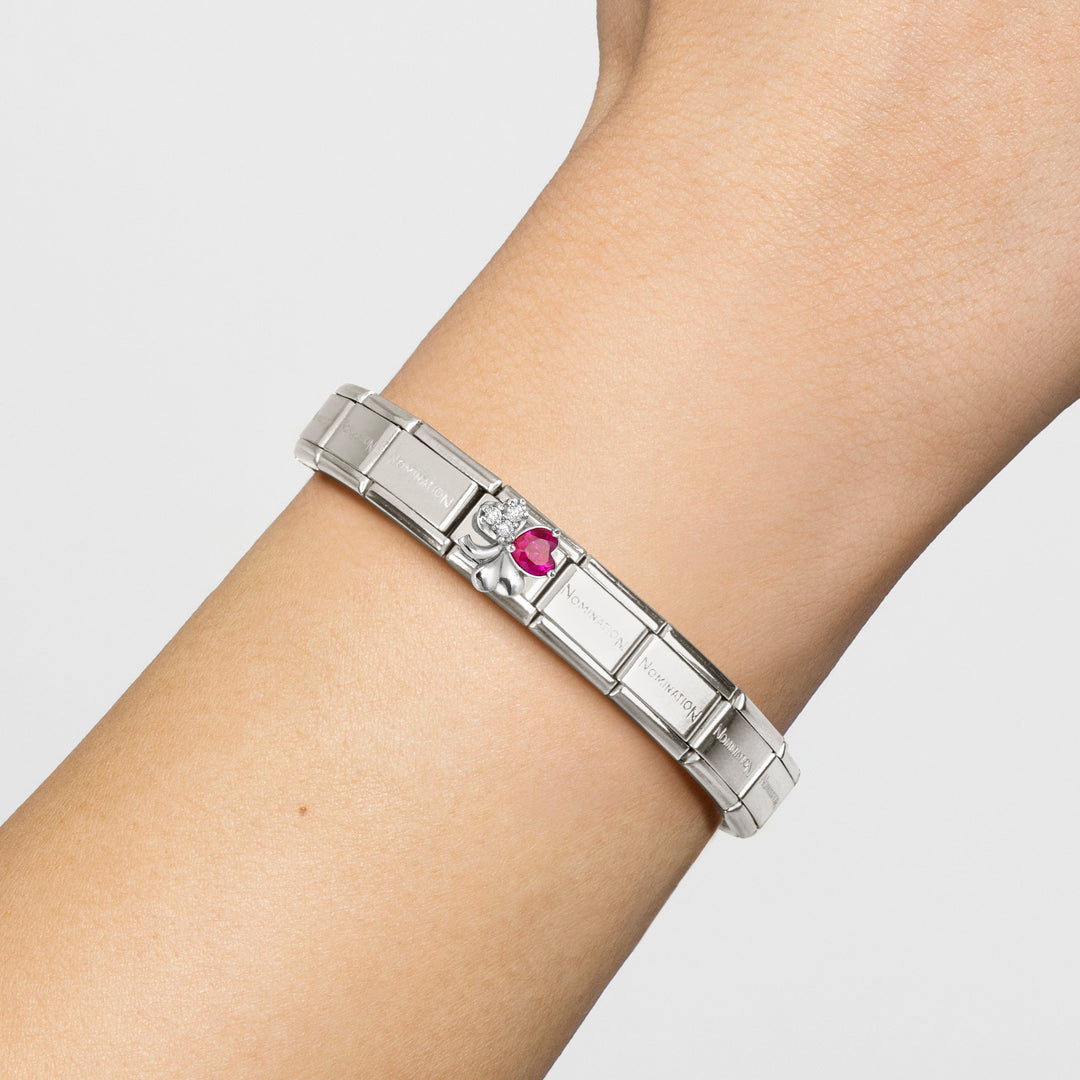 Niche Jewellery Nomination Silver Four Leaf Clover with Red Zirconia Charm detail