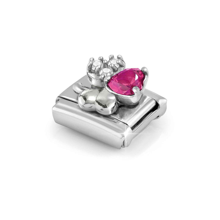 Niche Jewellery Nomination Silver Four Leaf Clover with Red Zirconia Charm worn on model