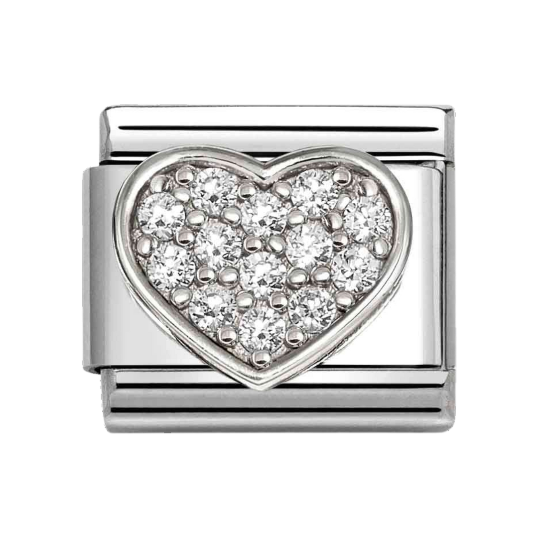 Niche Jewellery Nomination Silver with White Cubic Zirconia Heart Charm