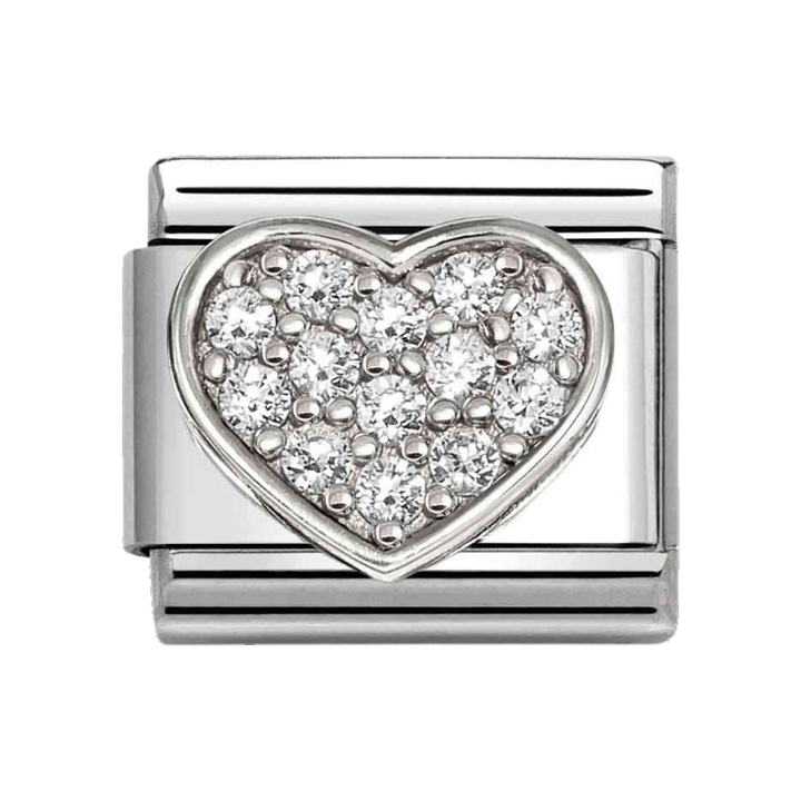 Niche Jewellery Nomination Silver with White Cubic Zirconia Heart Charm