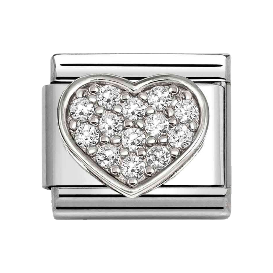 Niche Jewellery Nomination Silver with White Cubic Zirconia Heart Charm