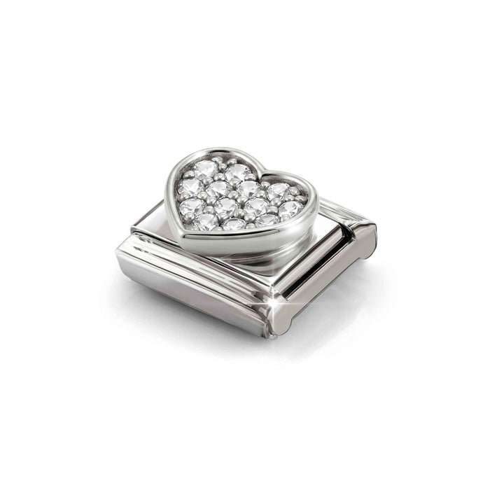Niche Jewellery Nomination Silver with White Cubic Zirconia Heart Charm detail
