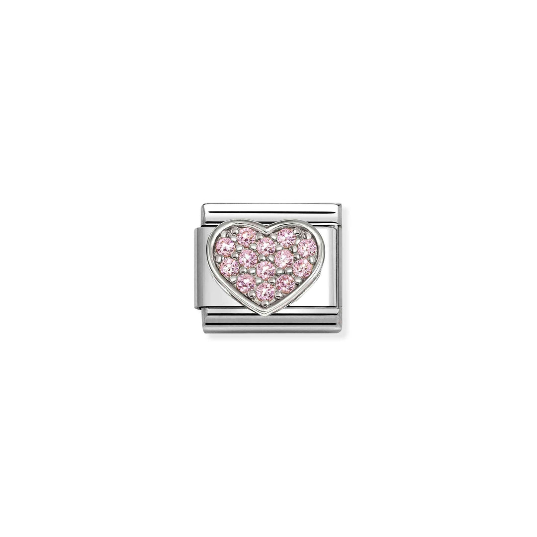 Niche Jewellery Nomination Silver with Pink Cubic Zirconia Heart Charm