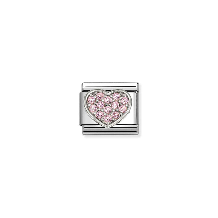 Niche Jewellery Nomination Silver with Pink Cubic Zirconia Heart Charm