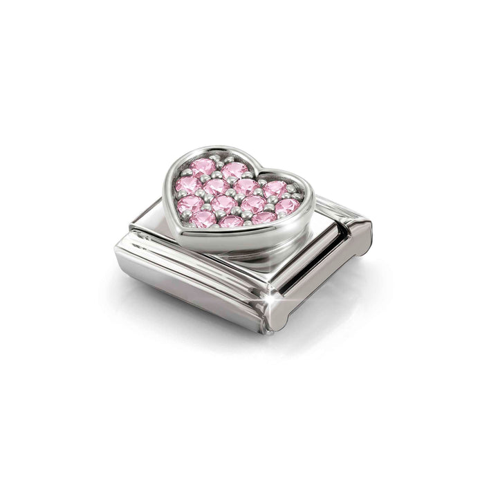 Niche Jewellery Nomination Silver with Pink Cubic Zirconia Heart Charm detail