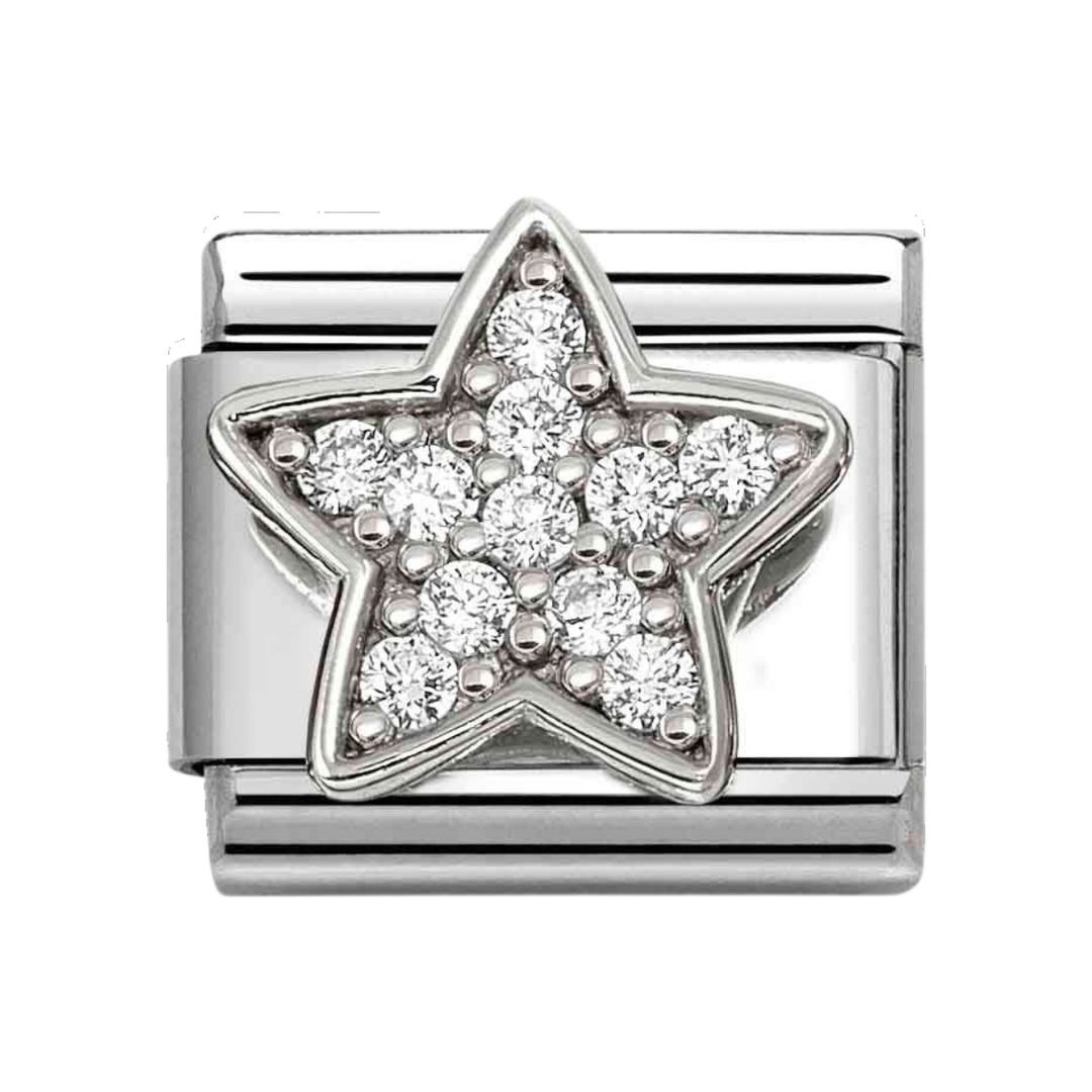 Niche Jewellery Nomination Silver with White Cubic Zirconia Star Charm