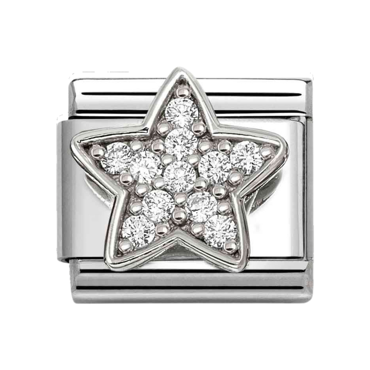 Niche Jewellery Nomination Silver with White Cubic Zirconia Star Charm
