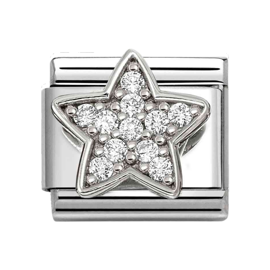 Niche Jewellery Nomination Silver with White Cubic Zirconia Star Charm