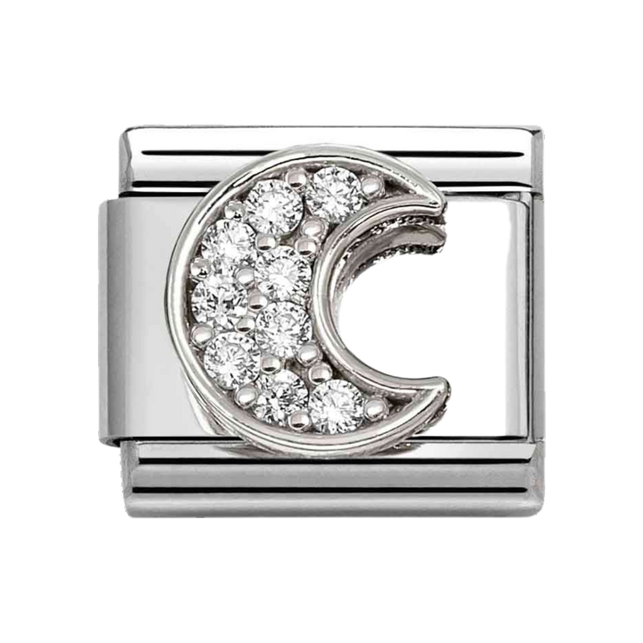 Niche Jewellery Nomination Silver with White Cubic Zirconia Moon Charm