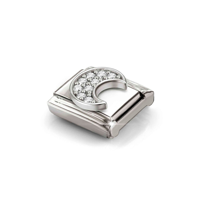 Niche Jewellery Nomination Silver with White Cubic Zirconia Moon Charm detail