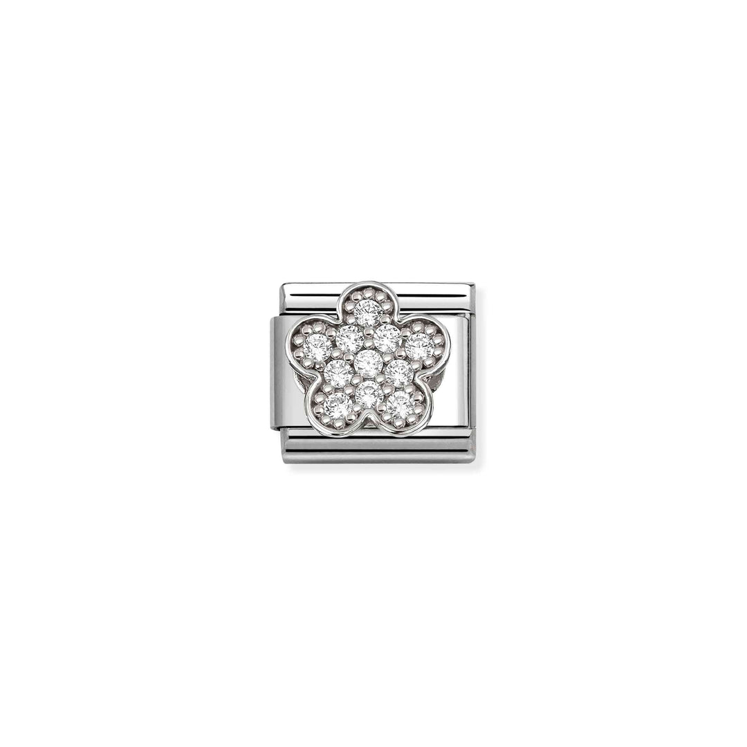 Niche Jewellery Nomination Silver and Cubic Zirconia White Flower Charm