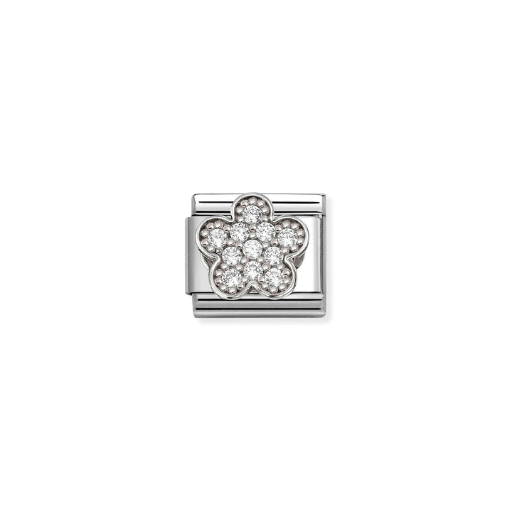 Niche Jewellery Nomination Silver and Cubic Zirconia White Flower Charm