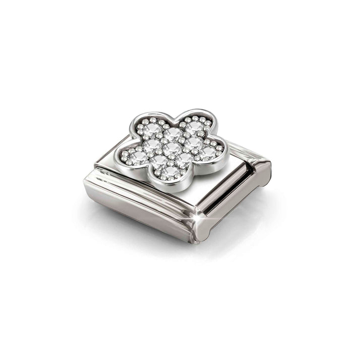 Niche Jewellery Nomination Silver and Cubic Zirconia White Flower Charm detail