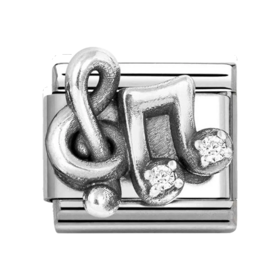 Nomination Classic Silver Treble Clef and Music Note with White Zirconia Charm 330323/12