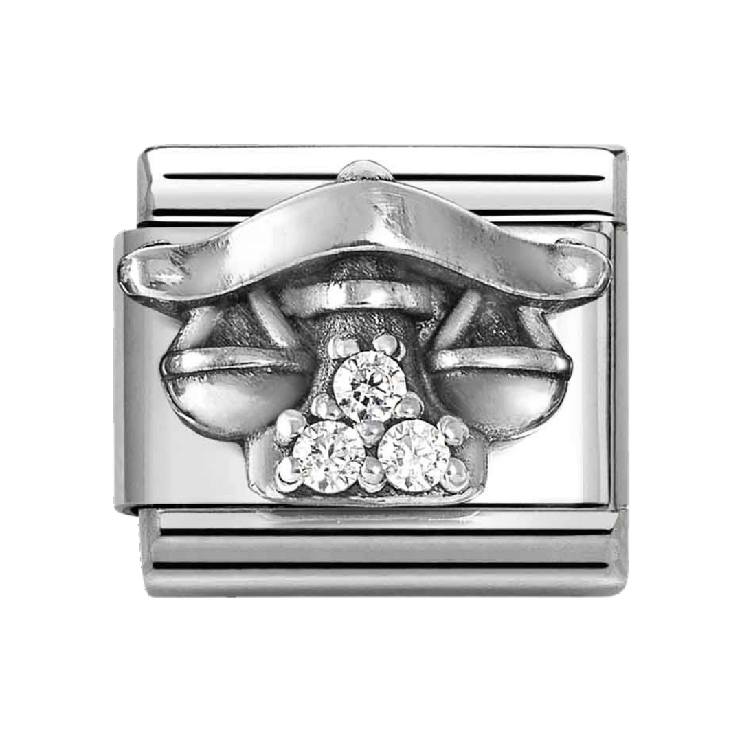 Niche Jewellery Nomination Silver and Zirconia Oxidised Zodiac Libra Charm