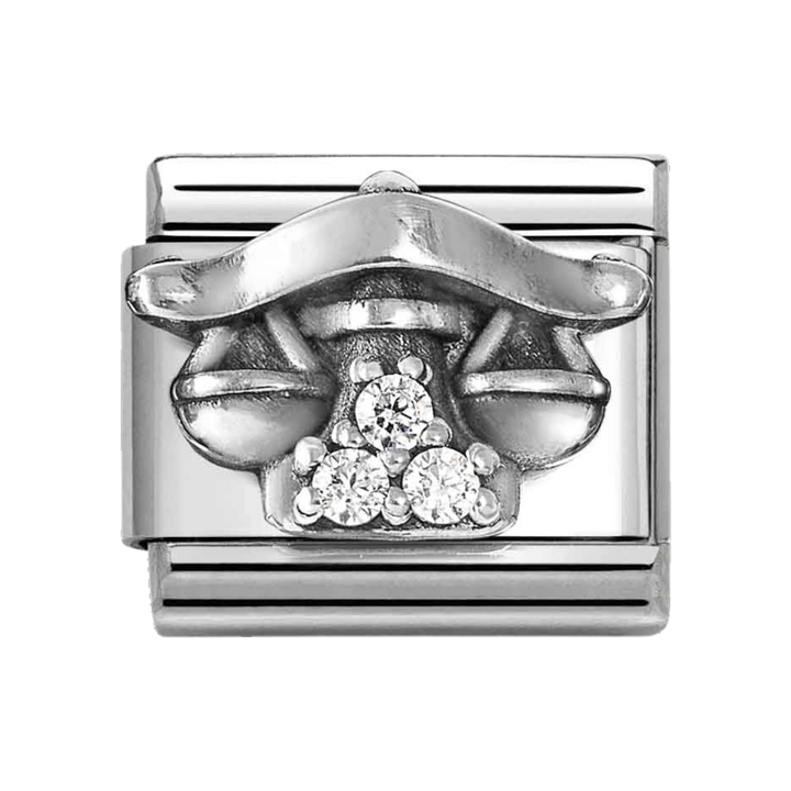 Niche Jewellery Nomination Silver and Zirconia Oxidised Zodiac Libra Charm