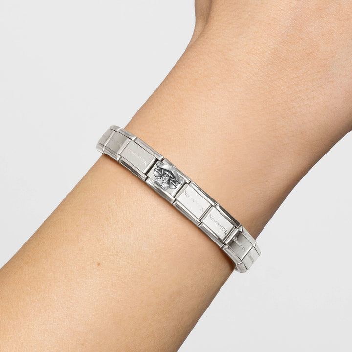 Niche Jewellery Nomination Silver and Zirconia Oxidised Zodiac Libra Charm detail