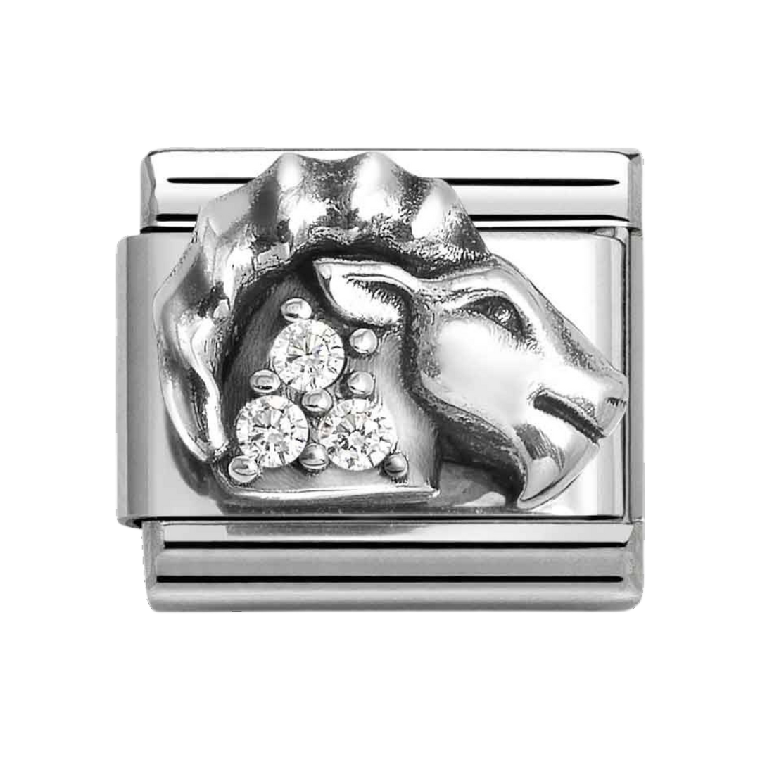 Niche Jewellery Nomination Silver and Zirconia Oxidised Zodiac Capricorn Charm