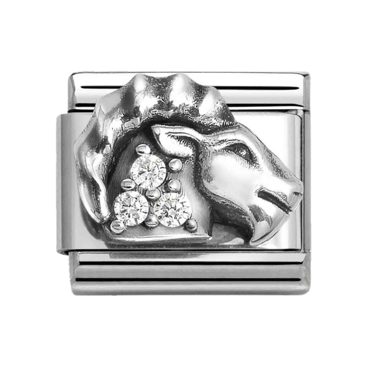 Niche Jewellery Nomination Silver and Zirconia Oxidised Zodiac Capricorn Charm