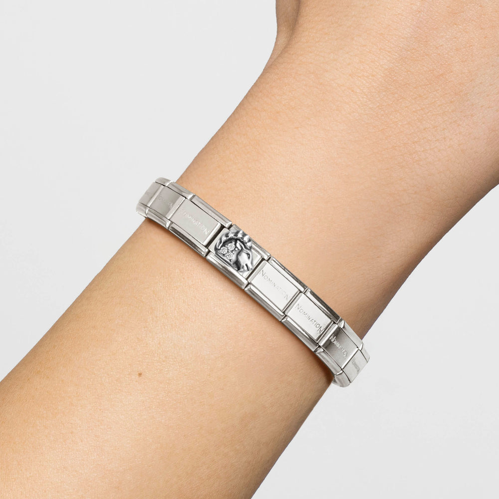 Niche Jewellery Nomination Silver and Zirconia Oxidised Zodiac Capricorn Charm detail