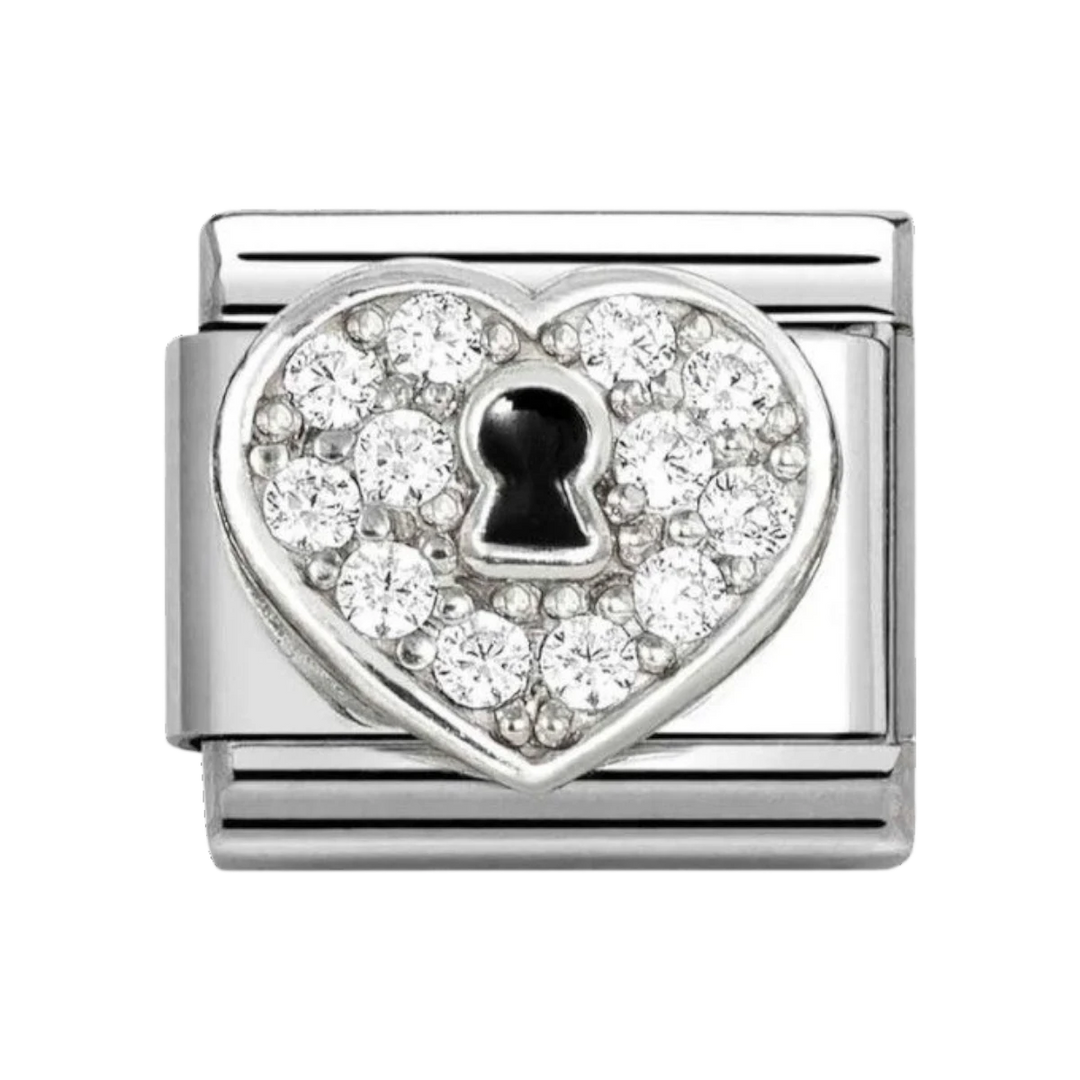 Nomination Classic Enamel and Sterling Silver CZ Heart Padlock 330328/09