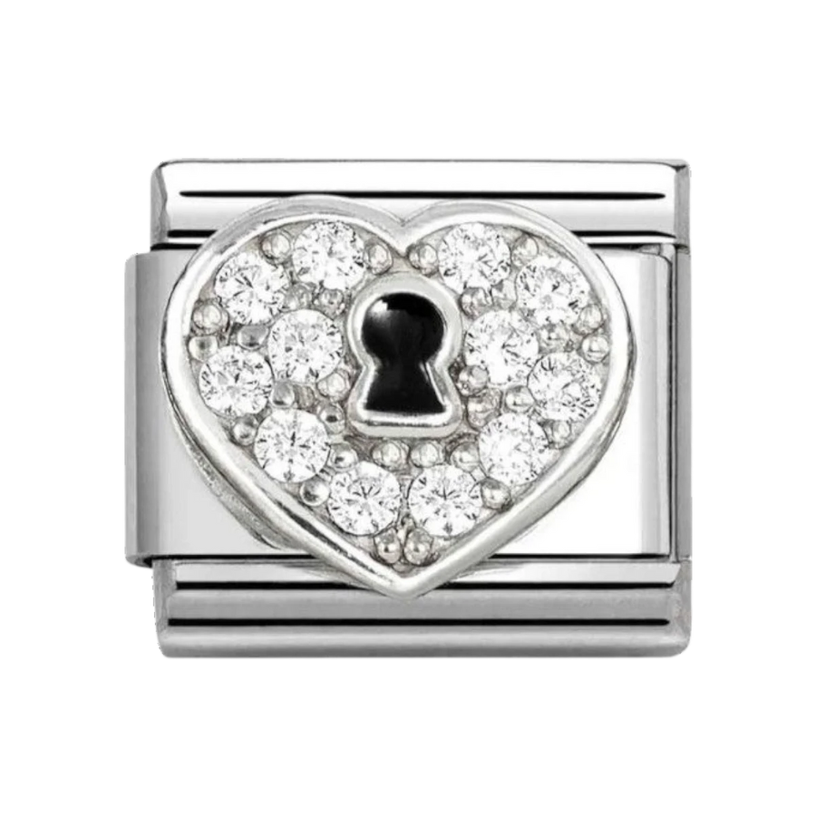 Nomination Classic Enamel and Sterling Silver CZ Heart Padlock 330328/09