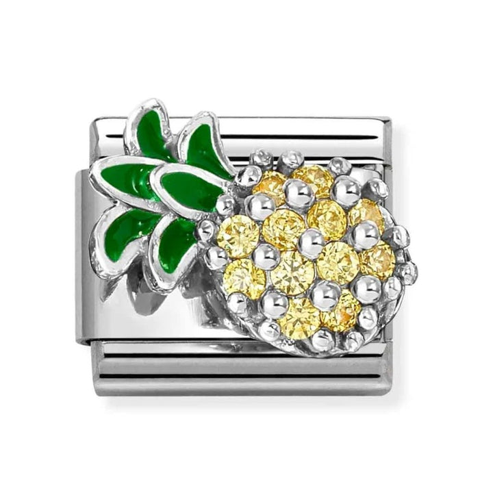Nomination Silver Enamel and Zirconia Yellow Pineapple Charm