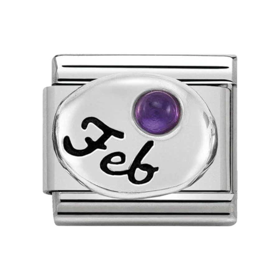 Nomination Classic Sterling Silver February Amethyst Birthstone Charm 330505_02