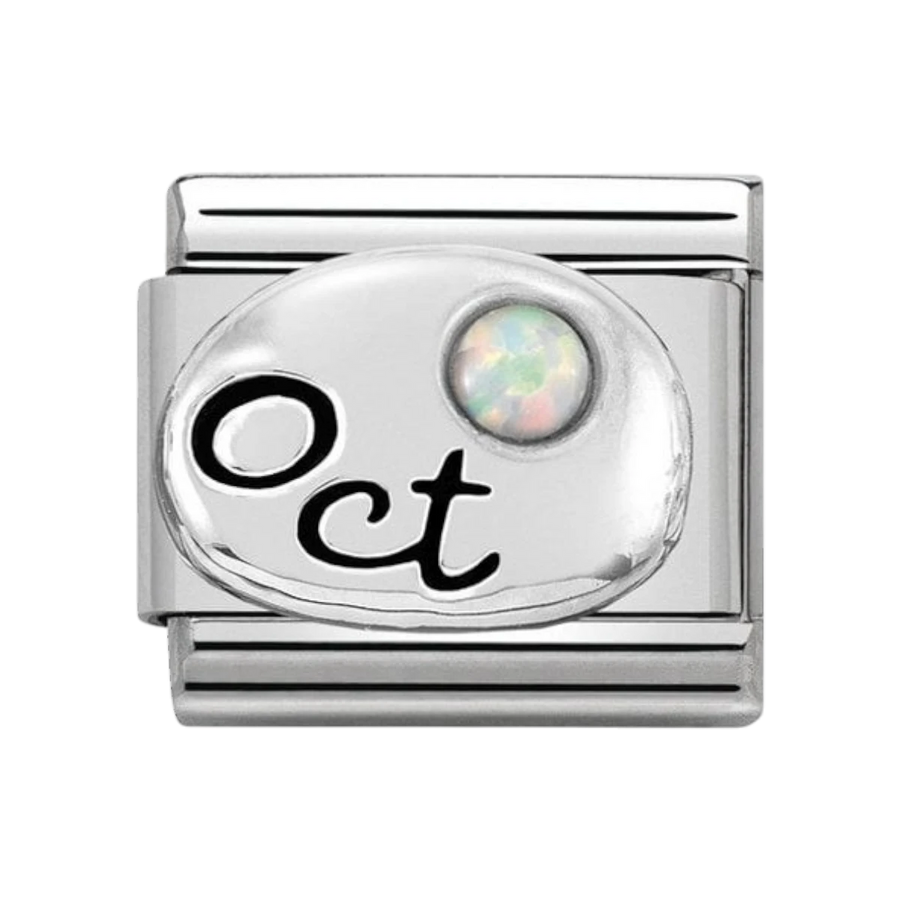 Nomination Classic Sterling Silver October White Opal Birthstone Charm 330505_10