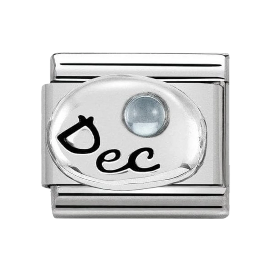 Nomination Classic Sterling Silver December Light Blue Topaz Birthstone Charm 330505_12