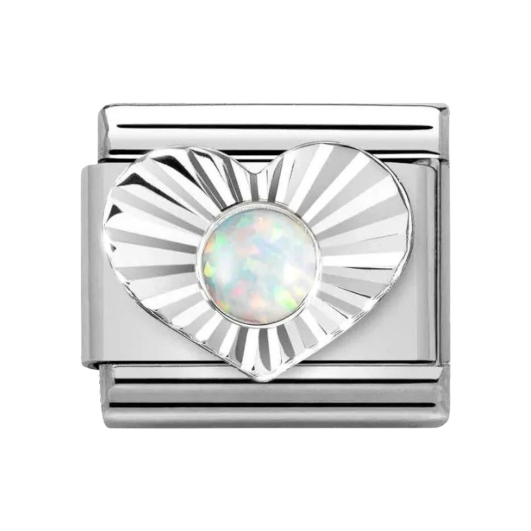 Nomination Classic Silvershine Diamond White Opal Charm