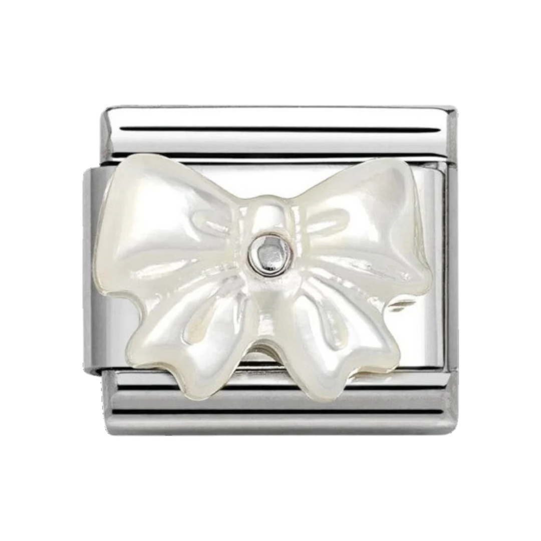 Nomination Classic Silver Mother of Pearl White Bow Charm